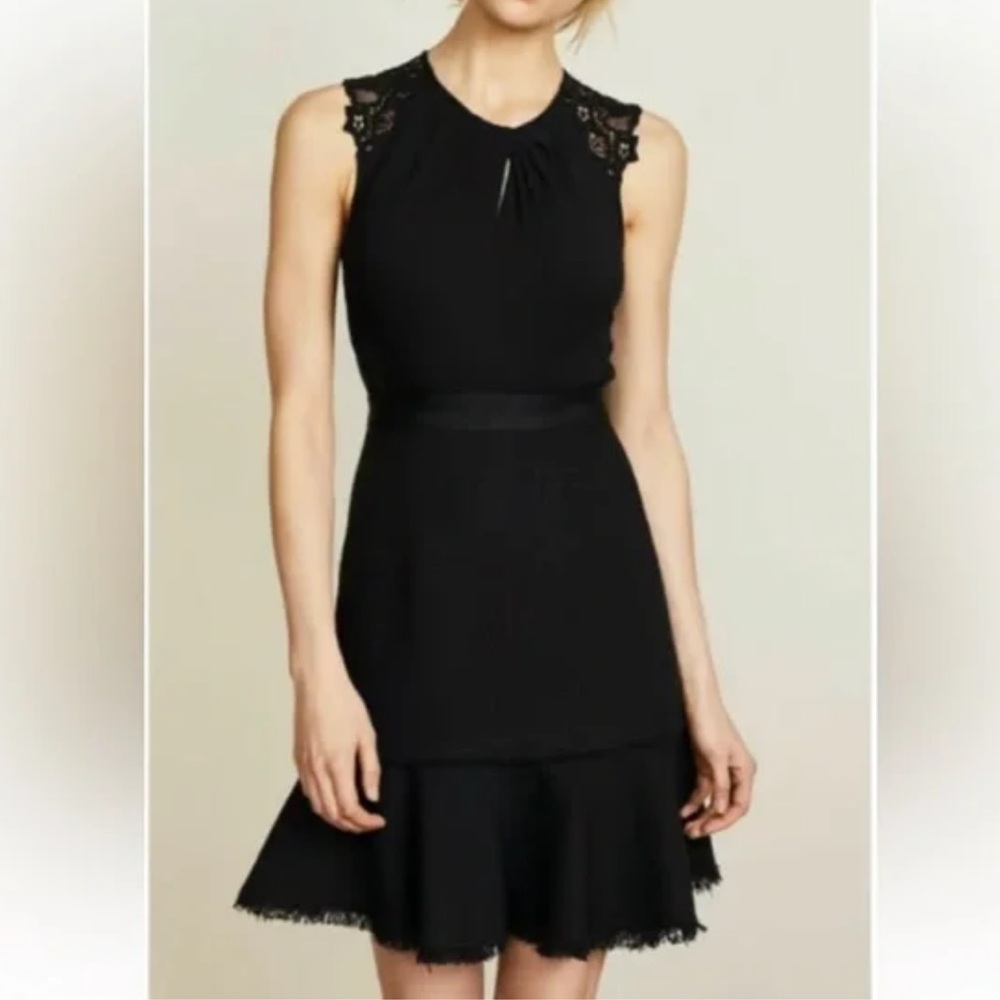 Rebecca Taylor Luna Script Lace Tweed Midi Dress Size 0 Black Chic Corpcore - Picture 4 of 15